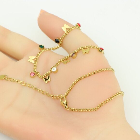 Colorful Charm Yellow Necklace with Gold Plated Chain, XPNL0371 - Picture 4 of 11